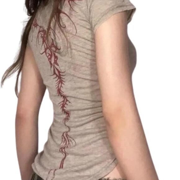 Y2k Tops Graphic Tees for Women Grunge Clothes Back Print Shirts for Women Vinta - Picture 1 of 6